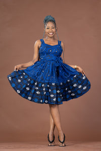 Brooke Ankara Midi Dress | Blue African Print