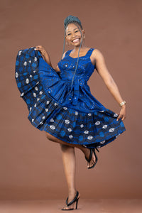 Brooke Ankara Midi Dress | Blue African Print