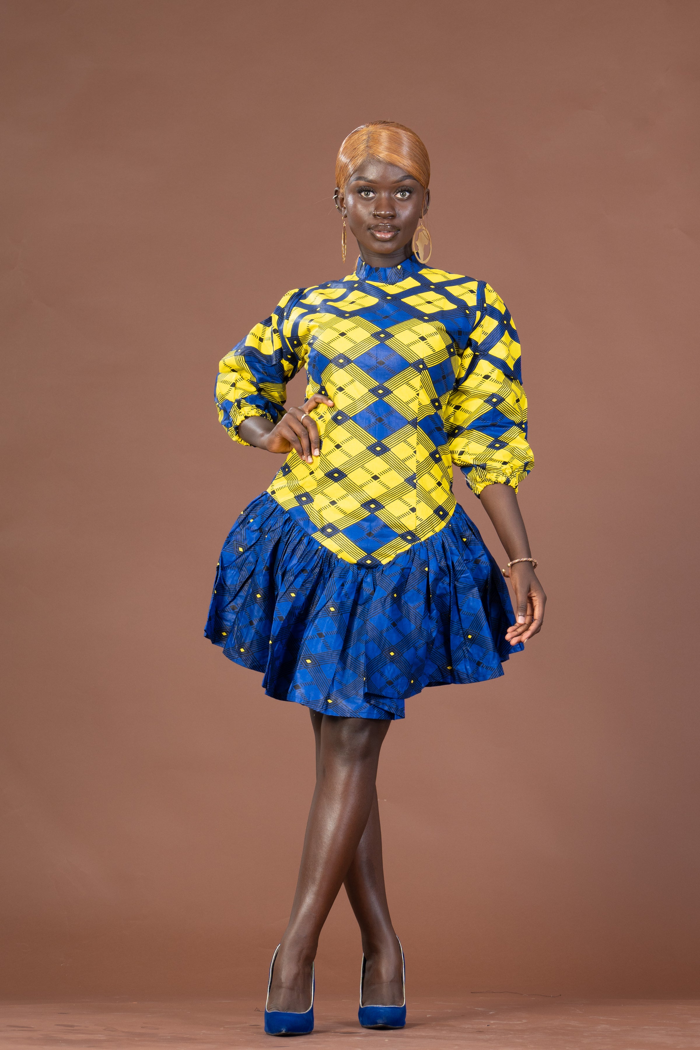 Ana Ankara Mini Dress | Yellow and Blue African Print M.A.DKollection Ana Ankara Mini Dress | Yellow and Blue African Print M.A.DKollection