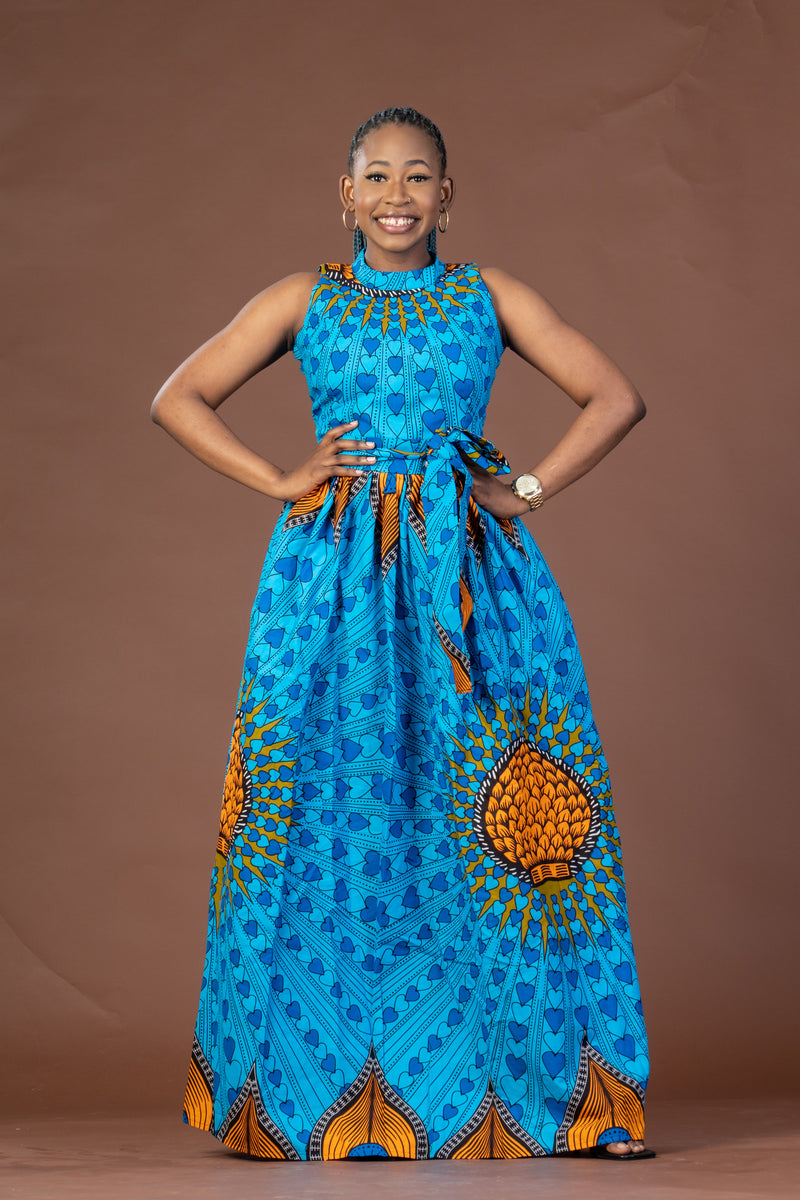 Clara Ankara Maxi Dress | Blue African Print M.A.DKollection Clara Ankara Maxi Dress | Blue African Print M.A.DKollection
