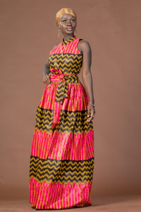 Caroline Ankara Maxi Dress | Yellow and Pink African Print