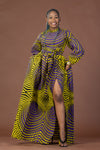Remy Ankara Maxi Dress | Yellow and Purple African Print