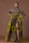 Remy Ankara Maxi Dress | Yellow and Purple African Print