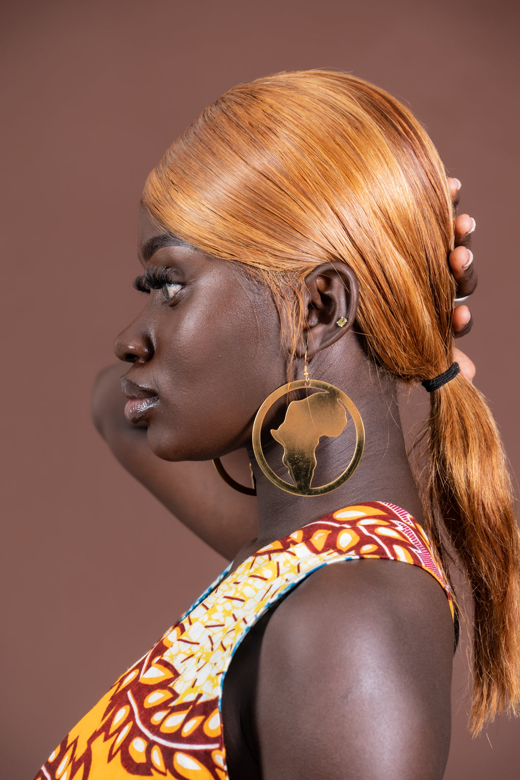 Gold Plated African Map Earring