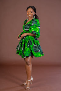 Judith Ankara Midi Dress | Green African Print