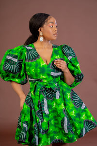 Judith Ankara Midi Dress | Green African Print