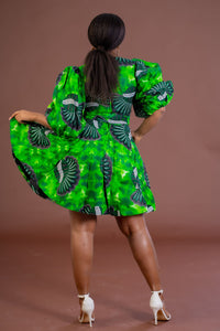 Judith Ankara Midi Dress | Green African Print