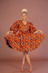 Joke Ankara Midi Dress | Brown and Orange African Print
