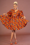 Joke Ankara Midi Dress | Brown and Orange African Print