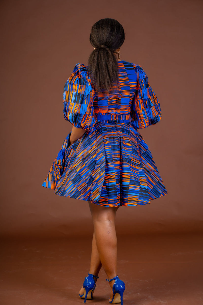 Jiji Ankara Midi Dress | Blue African Print
