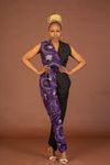 Matilda Ankara Jumpsuit | Purple and Black African Print