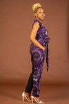 Matilda Ankara Jumpsuit | Purple and Black African Print
