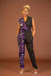 Matilda Ankara Jumpsuit | Purple and Black African Print