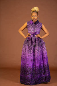 Alice Ankara Maxi Dress | Purple African Print