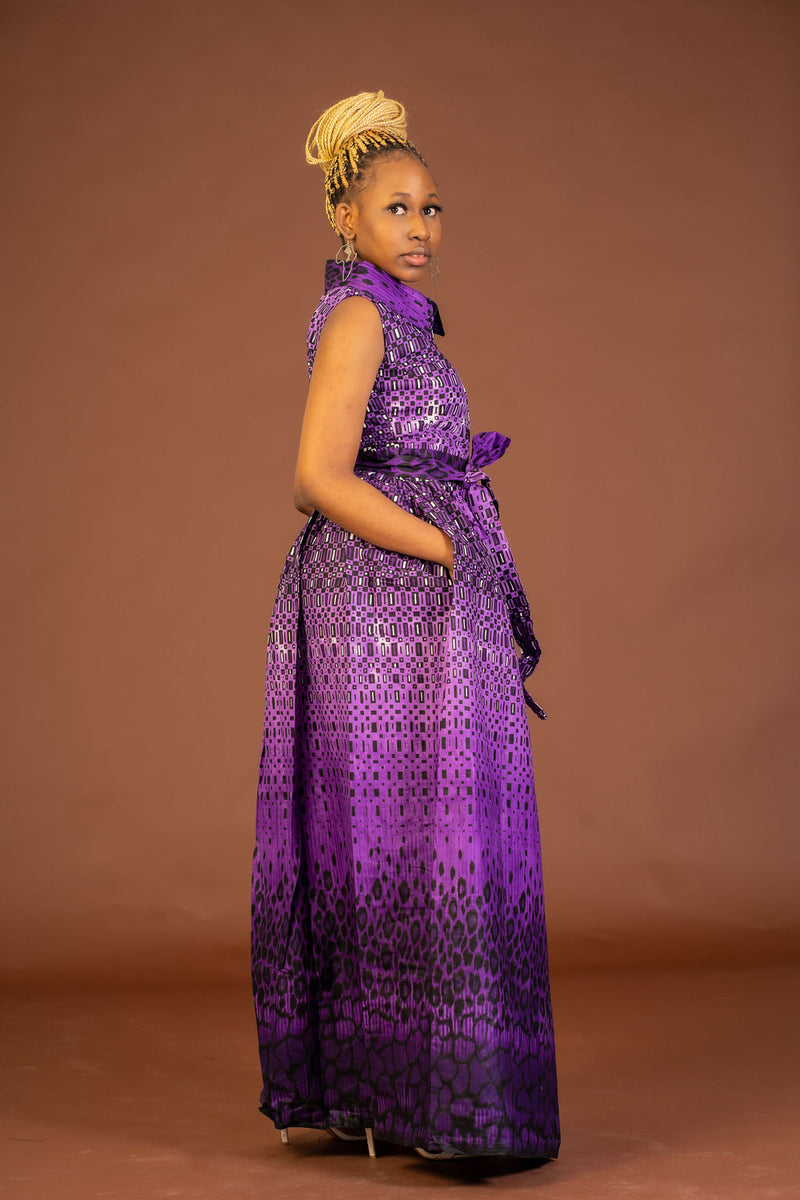 Alice Ankara Maxi Dress | Purple African Print