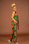 Maggie Ankara Jumpsuit | Green and Orange African Print