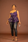 Marissa Ankara Sleeveless Peplum Top | Purple African Print