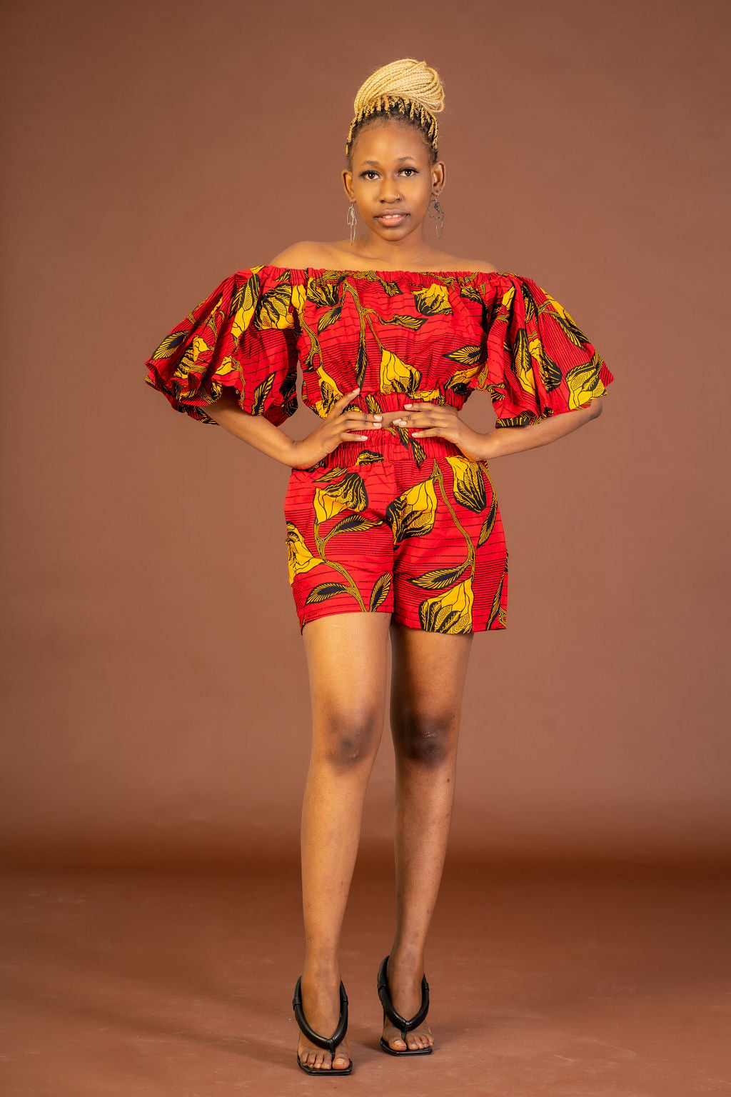 red and yellow crop top