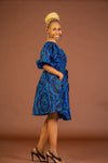 Stephanie Ankara Midi Dress | Blue African Print