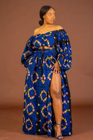 Aliyah Ankara Crop Top | Blue African Print