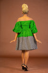 Sonia Ankara Midi Dress | Green and White African Print
