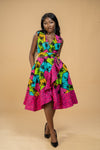 Boma Ankara Wrap Dress | Pink Multicoloured African Print