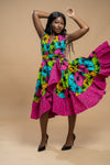 Boma Ankara Wrap Dress | Pink Multicoloured African Print