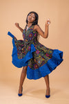 Brenda Ankara Wrap Dress | Blue African Print