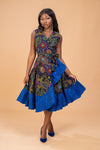 Brenda Ankara Wrap Dress | Blue African Print