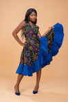 Brenda Ankara Wrap Dress | Blue African Print