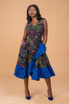 Brenda Ankara Wrap Dress | Blue African Print