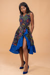 Brenda Ankara Wrap Dress | Blue African Print