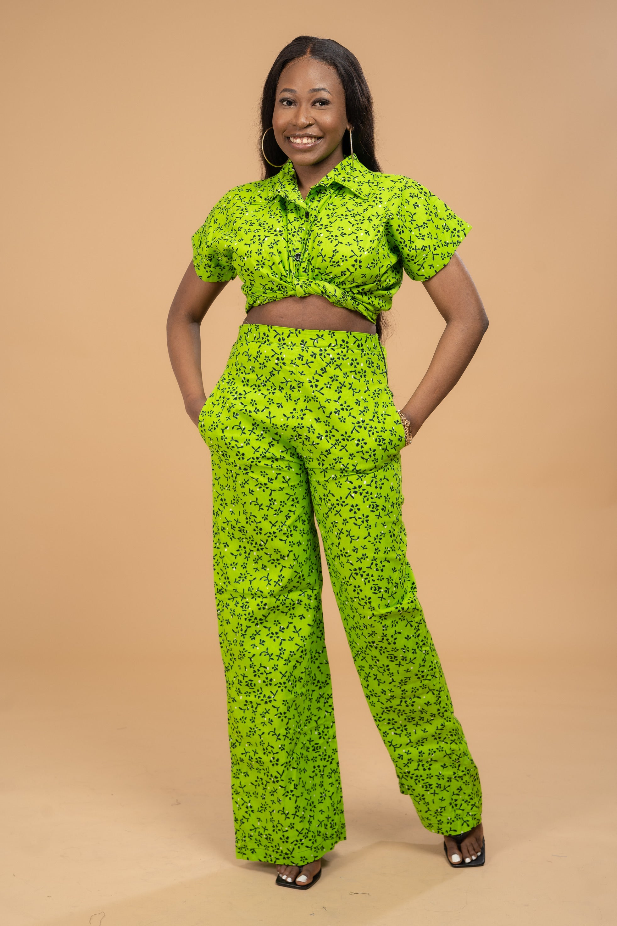 Alina Ankara High waisted Trouser | Lemon African Print – M.A.