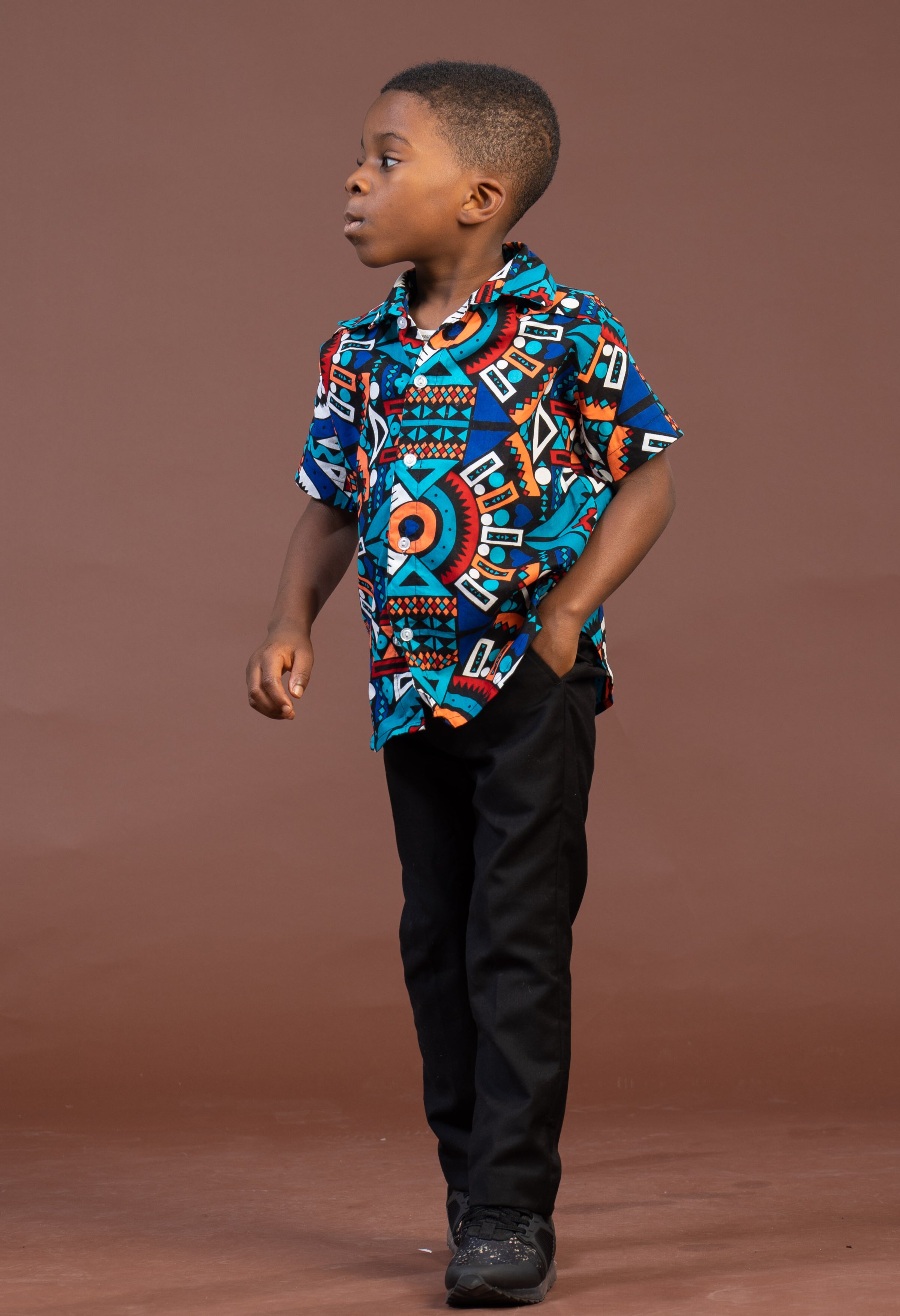 David Mixed Print Boy Shirt