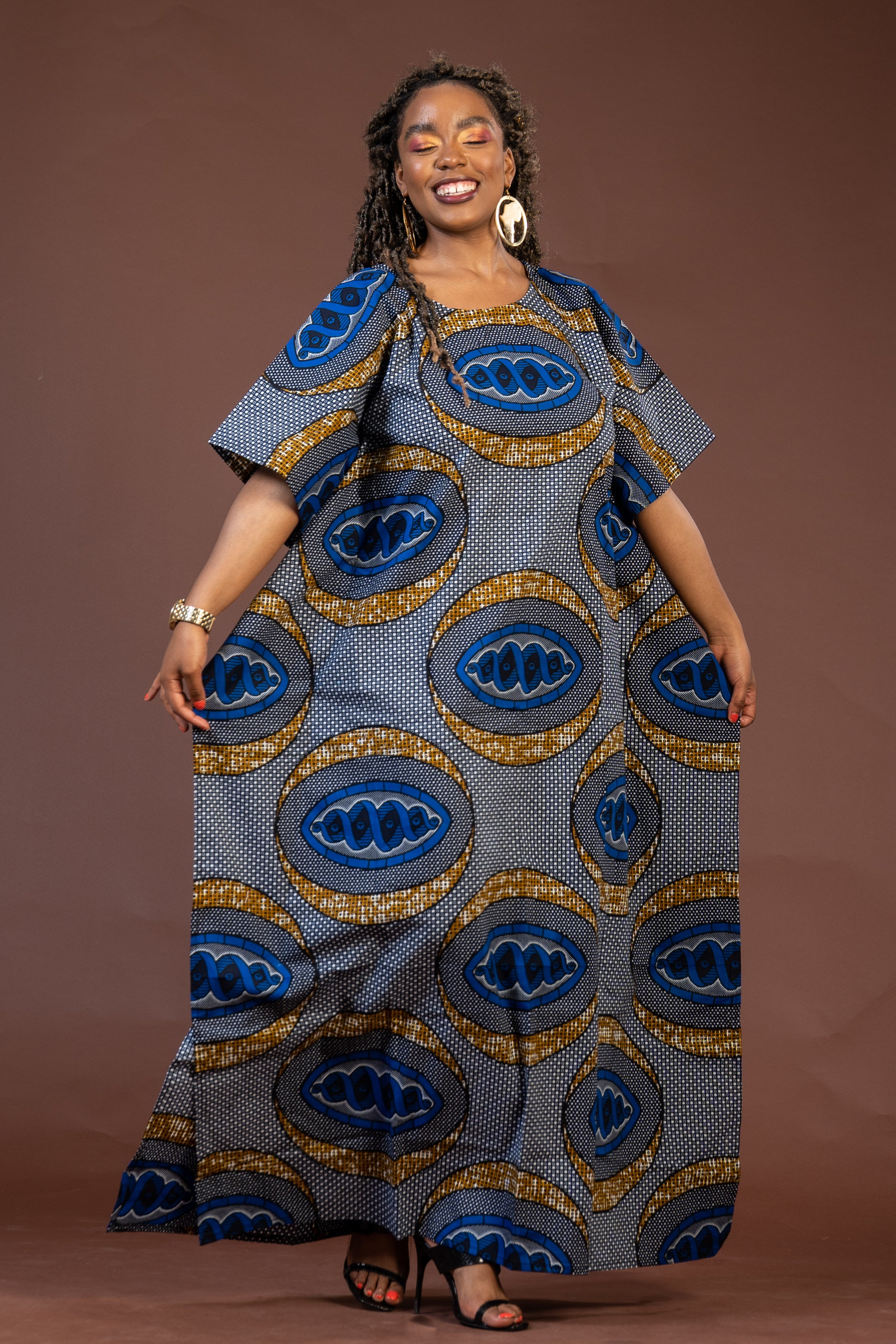 Gemma Ankara Maxi Dress | Blue and Gold African Print M.A.DKollection Gemma Ankara Maxi Dress | Blue and Gold African Print M.A.DKollection