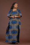 Gemma Ankara Maxi Dress | Blue and Gold African Print
