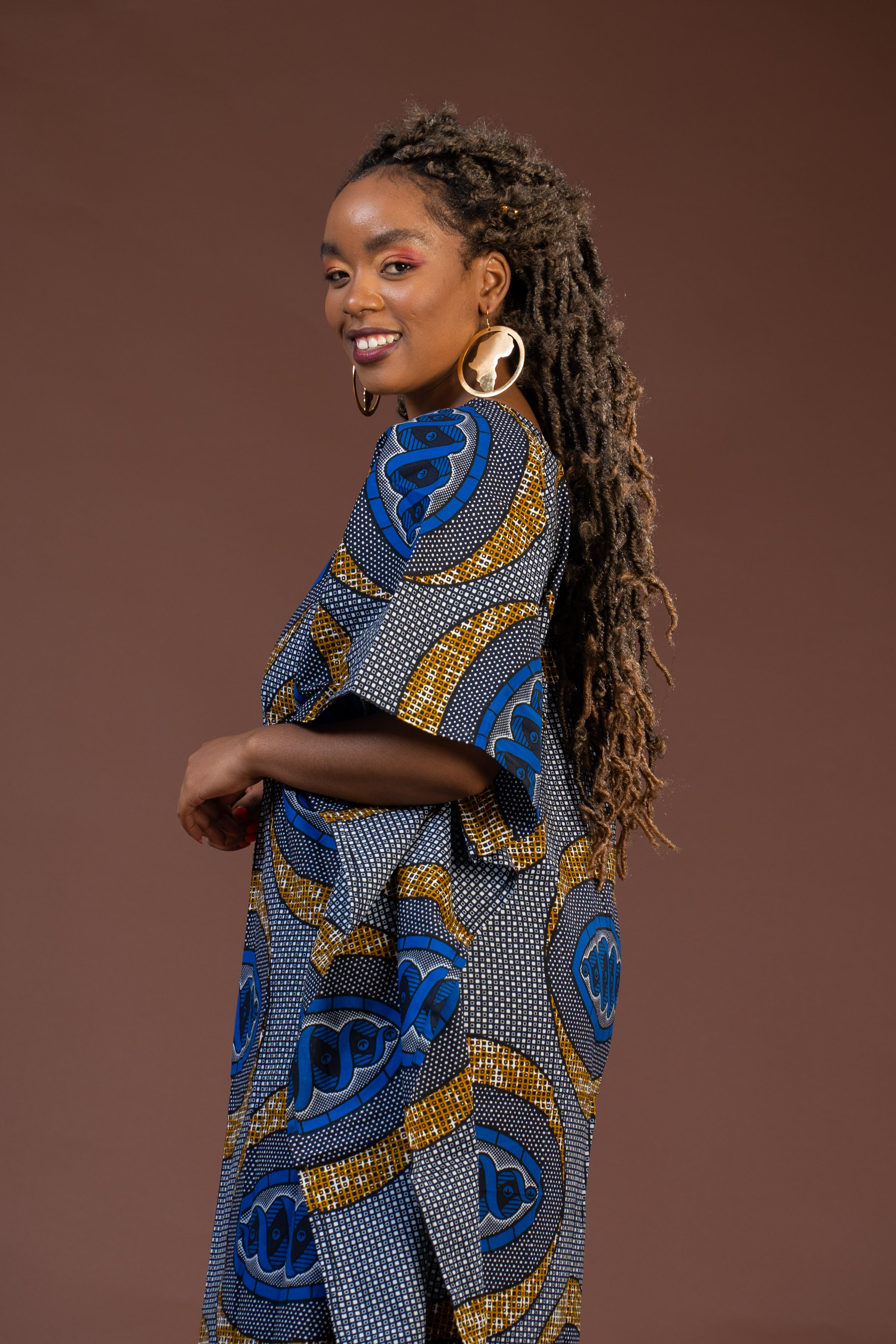 Gemma Ankara Maxi Dress | Blue and Gold African Print M.A.DKollection Gemma Ankara Maxi Dress | Blue and Gold African Print M.A.DKollection