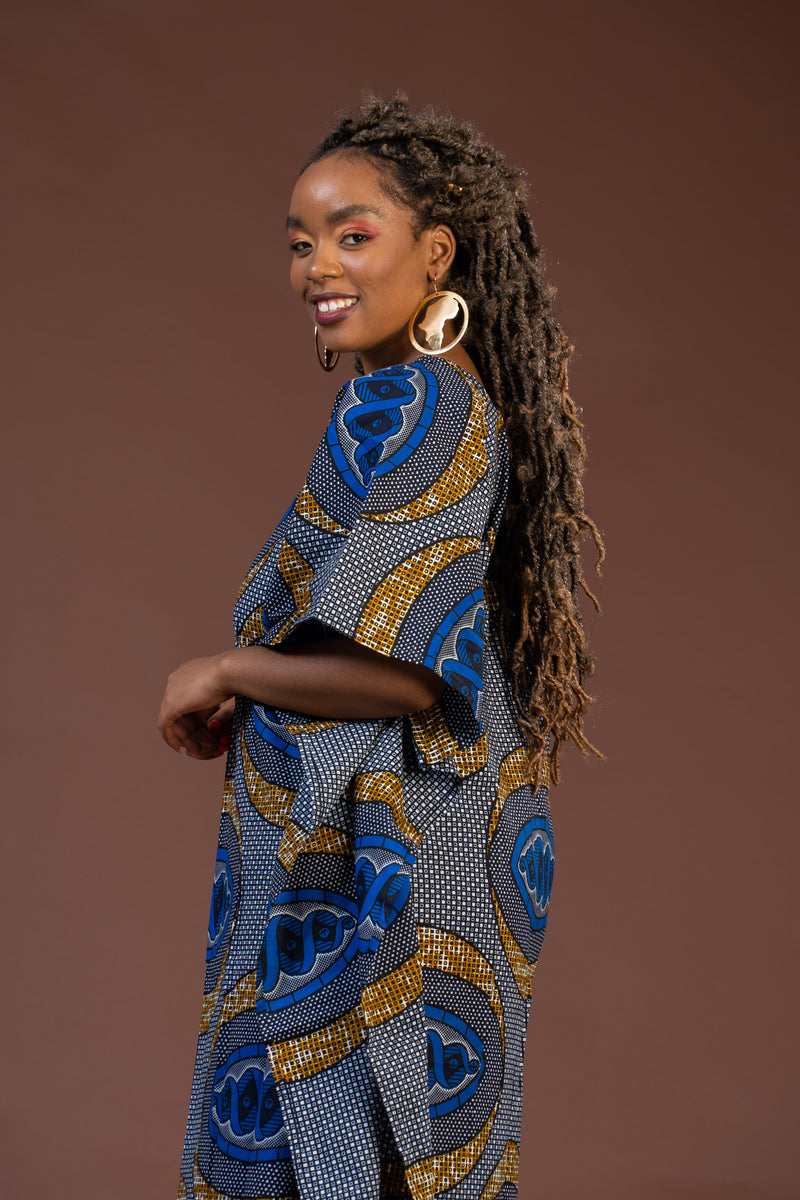 Gemma Ankara Maxi Dress | Blue and Gold African Print M.A.DKollection Gemma Ankara Maxi Dress | Blue and Gold African Print M.A.DKollection