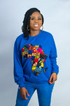 African Map Blue Sweatshirt Top
