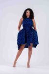 Zalda Ankara Sleeveless Dress | Blue African Print