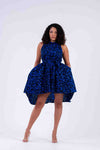Zalda Ankara Sleeveless Dress | Blue African Print