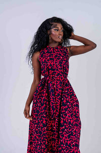 Mfoniso Ankara Maxi Dress | Pink and Blue African Print
