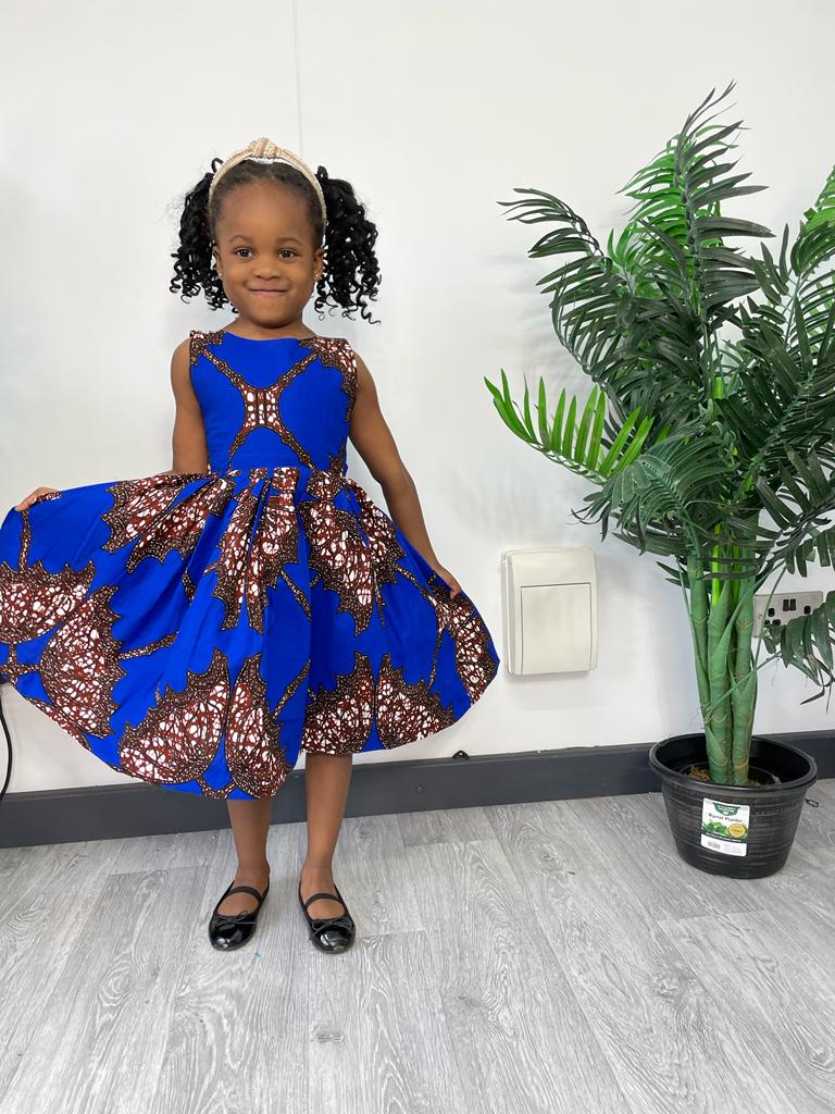 Ashlynn Ankara girls dress | Blue African Print M.A.DKollection Ashlynn Ankara girls dress | Blue African Print M.A.DKollection