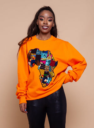African Map orange Sweatshirt Top