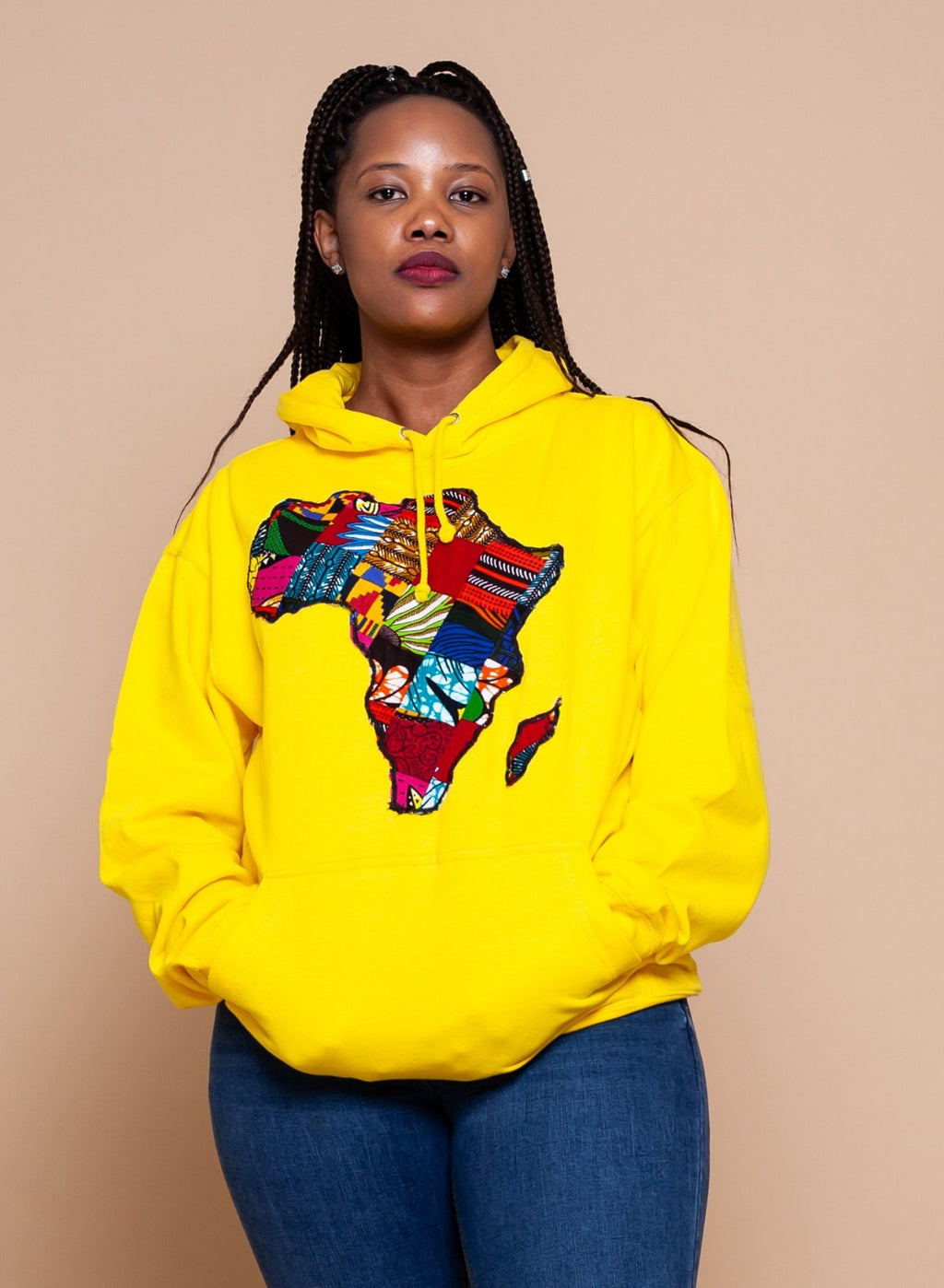African Map Yellow Hoodie Top
