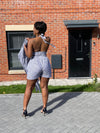 Ginny Ankara High Waisted Shorts | White and Black African Print