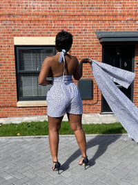 Ginny Ankara High Waisted Shorts | White and Black African Print