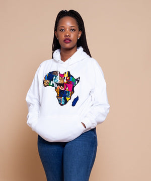 African Map White Hoodie Top