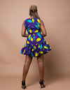Donna Ankara Midi Dress | Purple and Yellow African Print