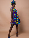 Donna Ankara Midi Dress | Purple and Yellow African Print